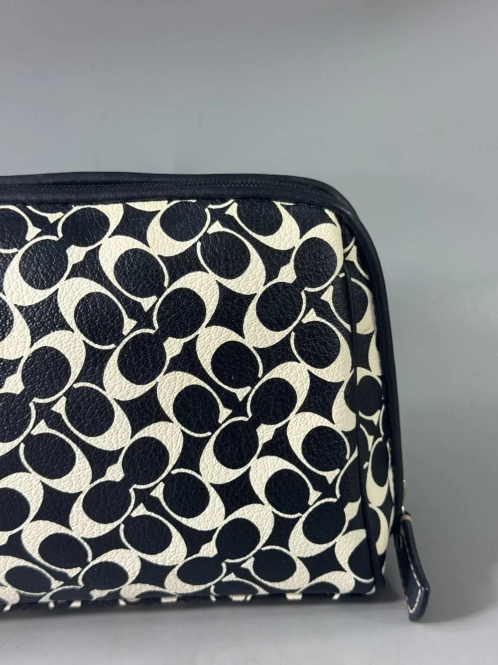 Authentic Coach Signature C PVC & Leather Small Clutch Bag Black & White